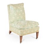 A BEECH AND UPHOLSTERED 'HOWARD' CHAIR, BY LENYGON & MORANT, FIRST HALF 20TH CENTURY