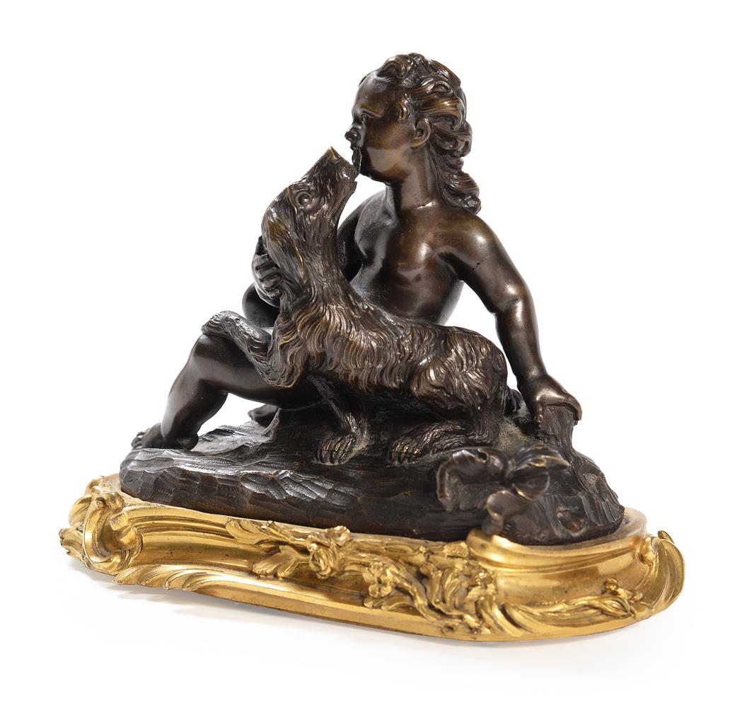 TWO 18TH CENTURY FRENCH PATINATED AND GILT BRONZE PRESSE-PAPIERS, CIRCA 1780 - Image 3 of 3