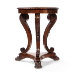 Y A GEORGE IV ROSEWOOD STAND OR TABLE BASE, IN THE MANNER OF GILLOWS