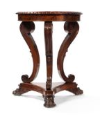 Y A GEORGE IV ROSEWOOD STAND OR TABLE BASE, IN THE MANNER OF GILLOWS