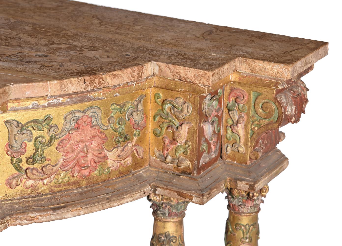 A SPANISH GILTWOOD AND POLYCHROME PAINTED SIDE OR ALTAR TABLE, LATE 17TH/EARLY 18TH CENTURY - Image 5 of 7