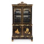 A BLACK LACQUER AND GILT CHINOISERIE DECORATED CABINET, ENGLISH, 19TH CENTURY