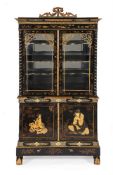 A BLACK LACQUER AND GILT CHINOISERIE DECORATED CABINET, ENGLISH, 19TH CENTURY