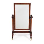 A WILLIAM IV MAHOGANY CHEVAL MIRROR, CIRCA 1835