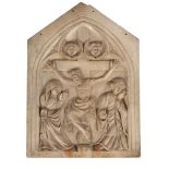 AN ITALIAN CARVED MARBLE PANEL, IN THE 14TH CENTURY GOTHIC STYLE