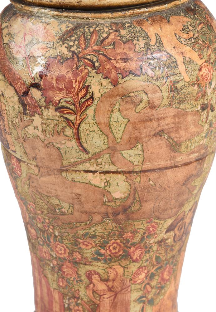 A LARGE DECOUPAGE DECORATED STONEWARE STICK STAND, LATE 19TH CENTURY - Image 3 of 3