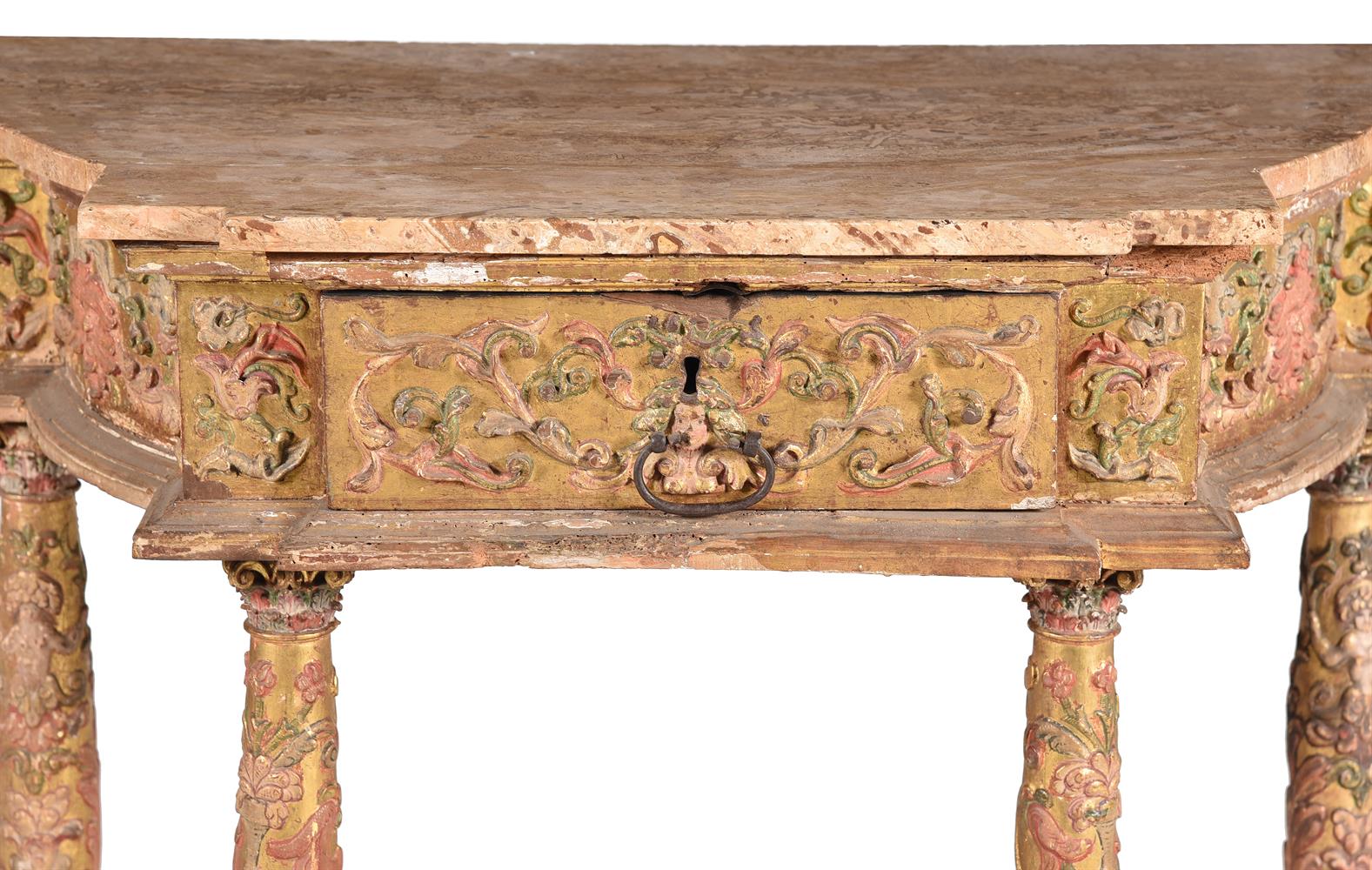 A SPANISH GILTWOOD AND POLYCHROME PAINTED SIDE OR ALTAR TABLE, LATE 17TH/EARLY 18TH CENTURY - Image 2 of 7