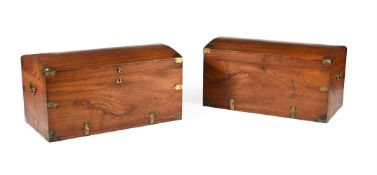 A PAIR OF SOLID CAMPHOR WOOD AND GILT BRASS MOUNTED CHESTS, POSSIBLY CHINESE EXPORT