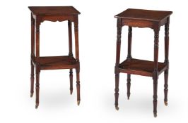 A MATCHED PAIR OF REGENCY MAHOGANY TWO-TIER ETAGERES, CIRCA 1815