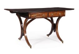 Y A REGENCY ROSEWOOD AND BRASS INLAID SOFA TABLE, CIRCA 1815