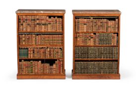 A PAIR OF EDWARDIAN SATINWOOD AND LINE INLAID OPEN BOOKCASES, CIRCA 1905