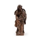 A CARVED WOOD FIGURE OF THE MADONNA AND CHILD, SOUTH GERMAN OR ITALIAN