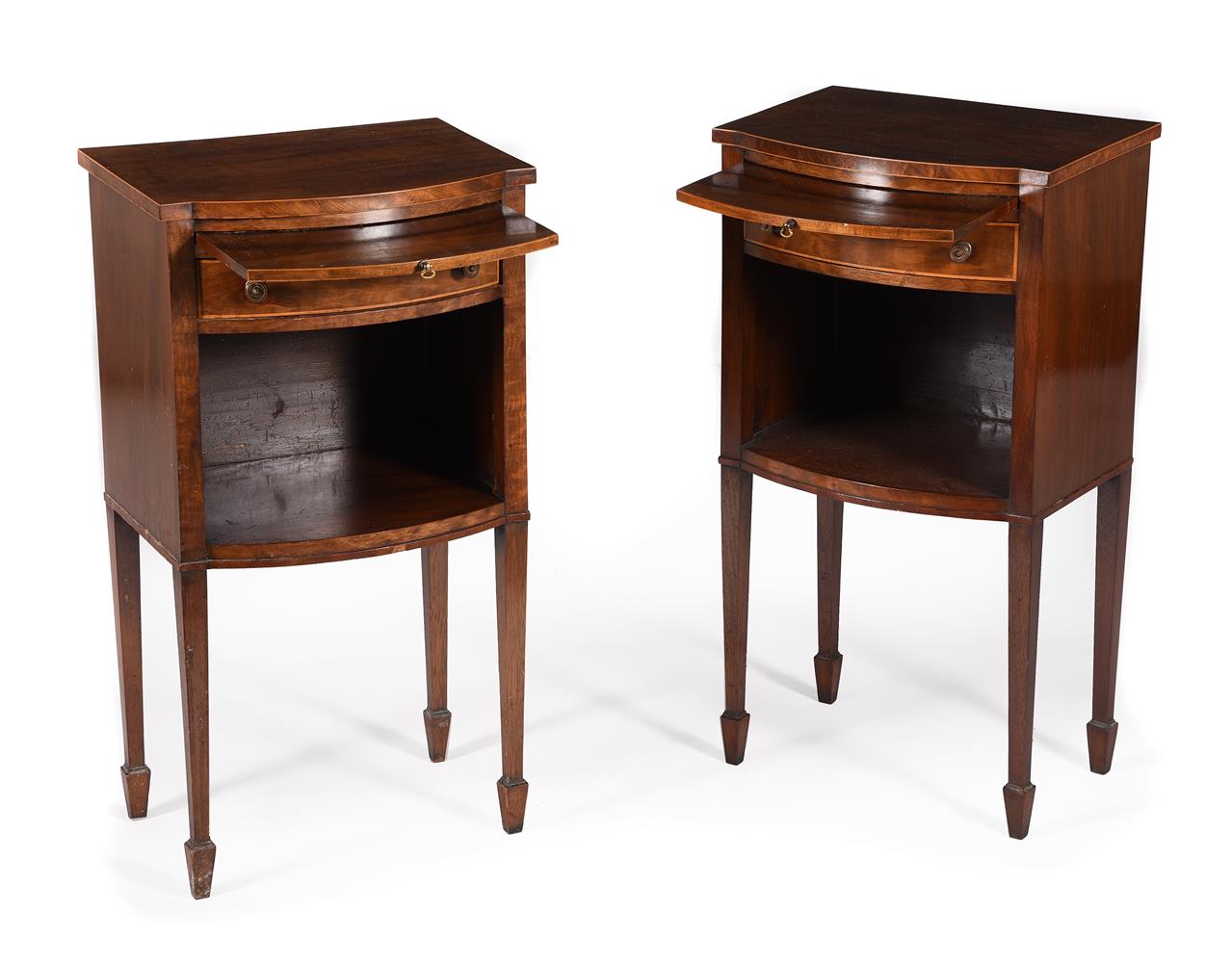 A PAIR OF MAHOGANY AND LINE INALID BEDSIDE CUPBOARDS, IN GEORGE III STYLE - Image 2 of 4