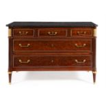 A DIRECTOIRE PLUM PUDDING MAHOGANY AND GILT METAL MOUNTED COMMODE, CIRCA 1795