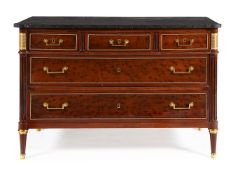A DIRECTOIRE PLUM PUDDING MAHOGANY AND GILT METAL MOUNTED COMMODE, CIRCA 1795