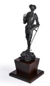 AFTER JACQUES LOUIS GAUTIER (FRENCH, BORN 1831), A BRONZED IRON FIGURE 'AMADIS DE GAULA'