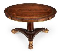 Y A REGENCY ROSEWOOD AND BRASS MARQUETRY CENTRE TABLE, CIRCA 1820