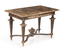 AN ITALIAN PARCEL GILT AND POLYCHROME PAINTED SIDE TABLE, 18TH CENTURY