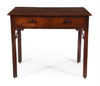 Y A GEORGE III MAHOGANY SIDE TABLE OR CHAMBER TABLE, IN THE MANNER OF THOMAS CHIPPENDALE