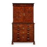 Y A WILLIAM & MARY KINGWOOD, WALNUT AND SEAWEED MARQUETRY CABINET ON CHEST, CIRCA 1690