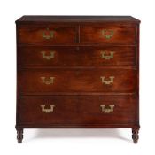 A GEORGE III MAHOGANY 'CAMPAIGN' CHEST OF DRAWERS, CIRCA 1810