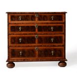 A WILLIAM & MARY OLIVEWOOD OYSTER VENEERED AND FRUITWOOD CROSS BANDED CHEST OF DRAWERS, CIRCA 1690