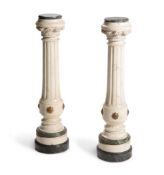 A PAIR OF CONTINENTAL ORMOLU MOUNTED MARBLE PEDESTALS, SECOND HALF 19TH CENTURY