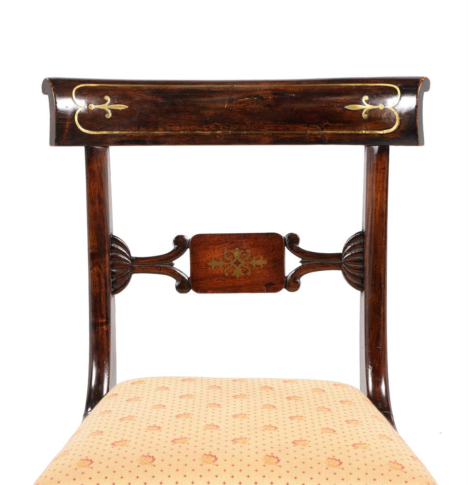 A SET OF FOURTEEN REGENCY SIMULATED ROSEWOOD AND BRASS INLAID DINING CHAIRS, CIRCA 1815 - Image 5 of 5