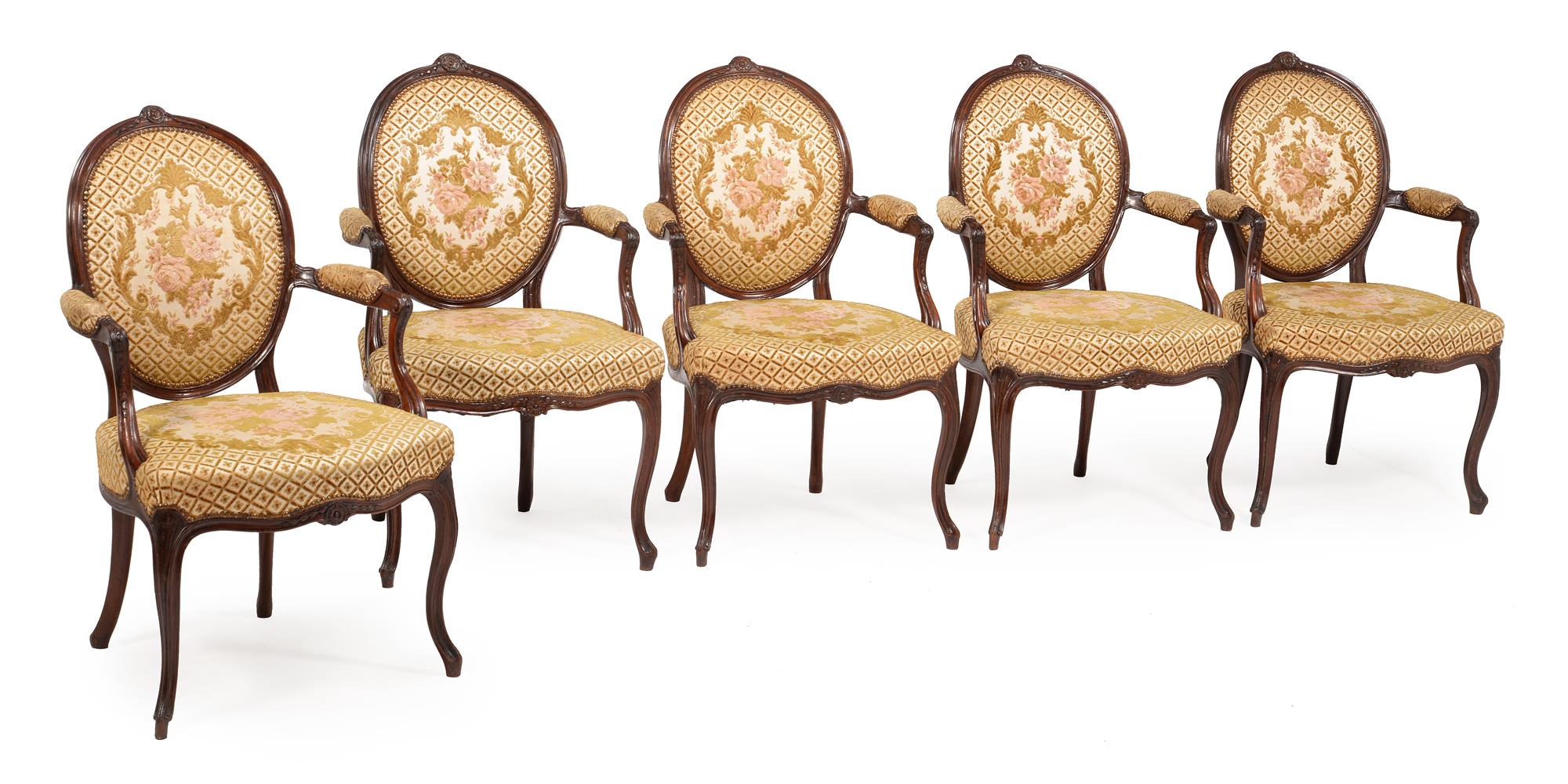 A SET OF EIGHT GEORGE III MAHOGANY AND UPHOLSTERED OPEN ARMCHAIRS, CIRCA 1770 - Image 2 of 6