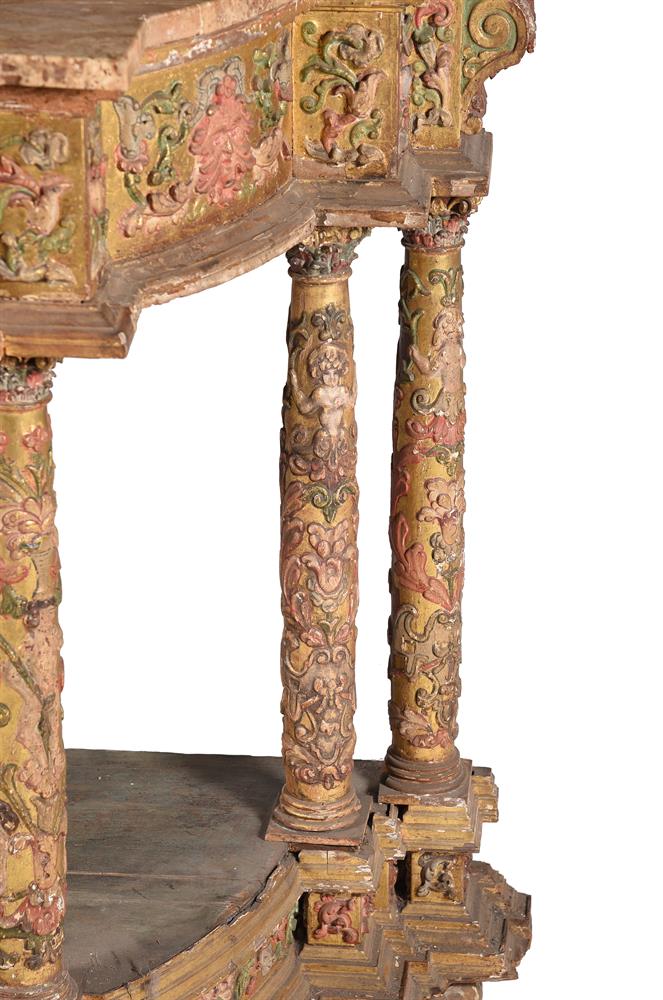 A SPANISH GILTWOOD AND POLYCHROME PAINTED SIDE OR ALTAR TABLE, LATE 17TH/EARLY 18TH CENTURY - Image 3 of 7