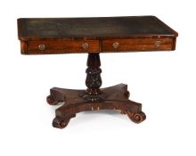 Y A GEORGE IV ROSEWOOD PEDESTAL LIBRARY TABLE, CIRCA 1825