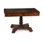 Y A GEORGE IV ROSEWOOD PEDESTAL LIBRARY TABLE, CIRCA 1825