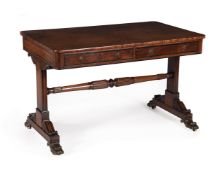 Y A GEORGE IV MAHOGANY, ROSEWOOD AND EBONISED LIBRARY TABLE, CIRCA 1825