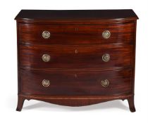 A GEORGE III MAHOGANY BOWFRONT CHEST OF DRAWERS, CIRCA 1800