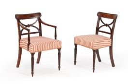 A SET OF EIGHT MAHOGANY DINING CHAIRS, IN THE MANNER OF GILLOWS, CIRCA 1820 AND LATER