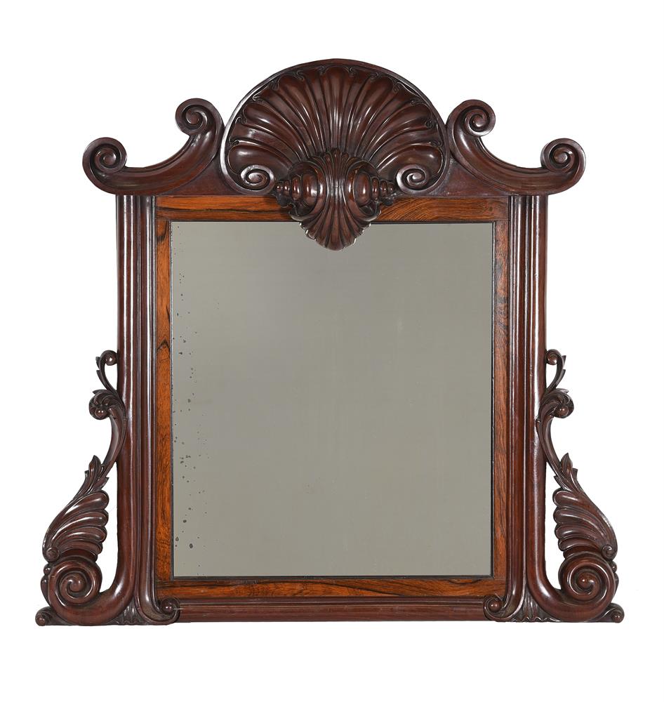 Y A GEORGE IV ROSEWOOD CONSOLE TABLE, TOGETHER WITH A GEORGE IV MAHOGANY AND ROSEWOOD WALL MIRROR - Image 6 of 9