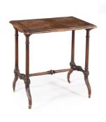 Y A VICTORIAN BURR WALNUT, YEW WOOD AND TULIPWOOD CROSSBANDED OCCASIONAL TABLE, CIRCA 1870