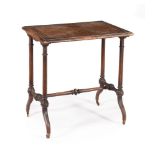 Y A VICTORIAN BURR WALNUT, YEW WOOD AND TULIPWOOD CROSSBANDED OCCASIONAL TABLE, CIRCA 1870