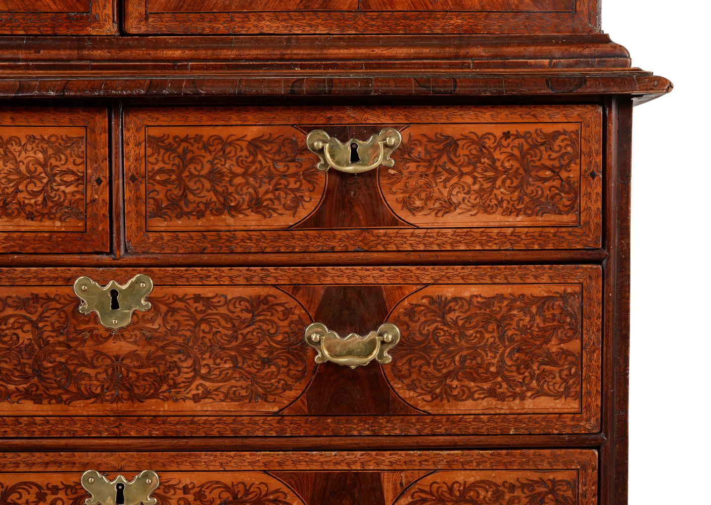 Y A WILLIAM & MARY KINGWOOD, WALNUT AND SEAWEED MARQUETRY CABINET ON CHEST, CIRCA 1690 - Image 6 of 7