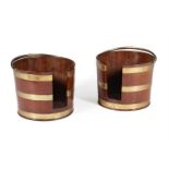 A PAIR OF MAHOGANY AND BRASS BOUND PLATE BUCKETS, THIRD QUARTER 18TH CENTURY