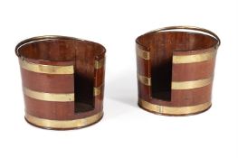 A PAIR OF MAHOGANY AND BRASS BOUND PLATE BUCKETS, THIRD QUARTER 18TH CENTURY