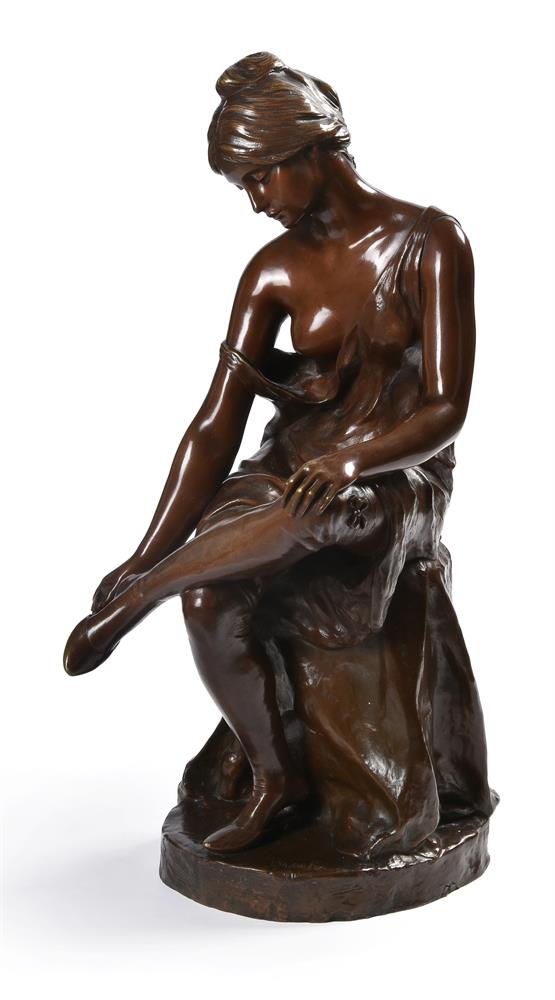 MALVINA BRACH (FRENCH, 19TH CENTURY), A BRONZE FIGURE OF A SEATED WOMAN - Image 2 of 5