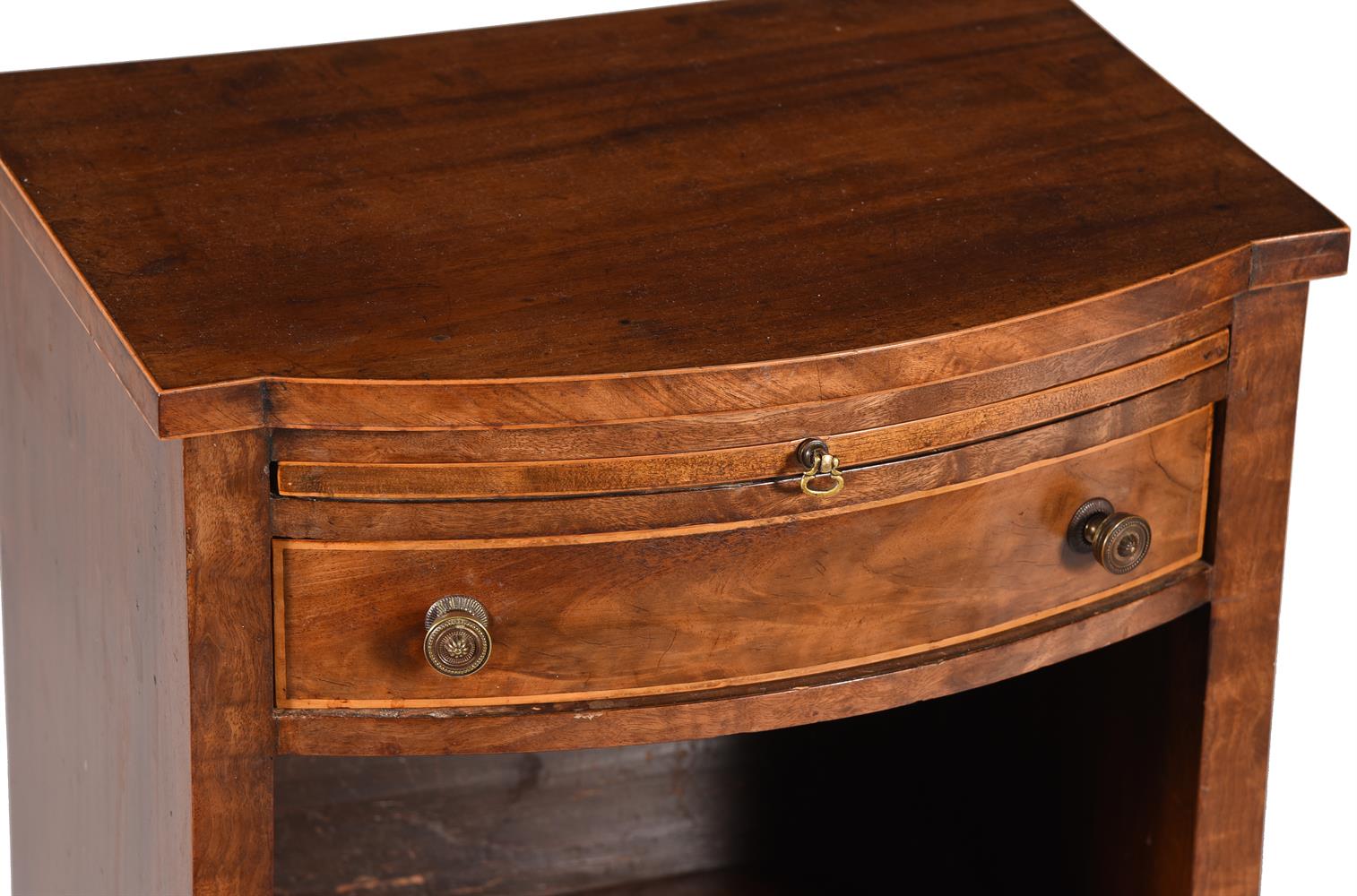 A PAIR OF MAHOGANY AND LINE INALID BEDSIDE CUPBOARDS, IN GEORGE III STYLE - Image 3 of 4