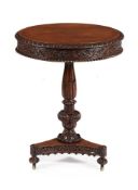 Y AN ANGLO-INDIAN CARVED ROSEWOOD PEDESTAL TABLE, CIRCA 1835