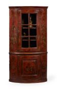 A GEORGE I RED LACQUER AND GILT CHINOISERIE DECORATED CORNER CABINET, CIRCA 1720