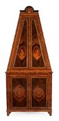 Y AN ITALIAN ROSEWOOD, SPECIMEN WOOD AND MARQUETRY STANDING CORNER CUPBOARD