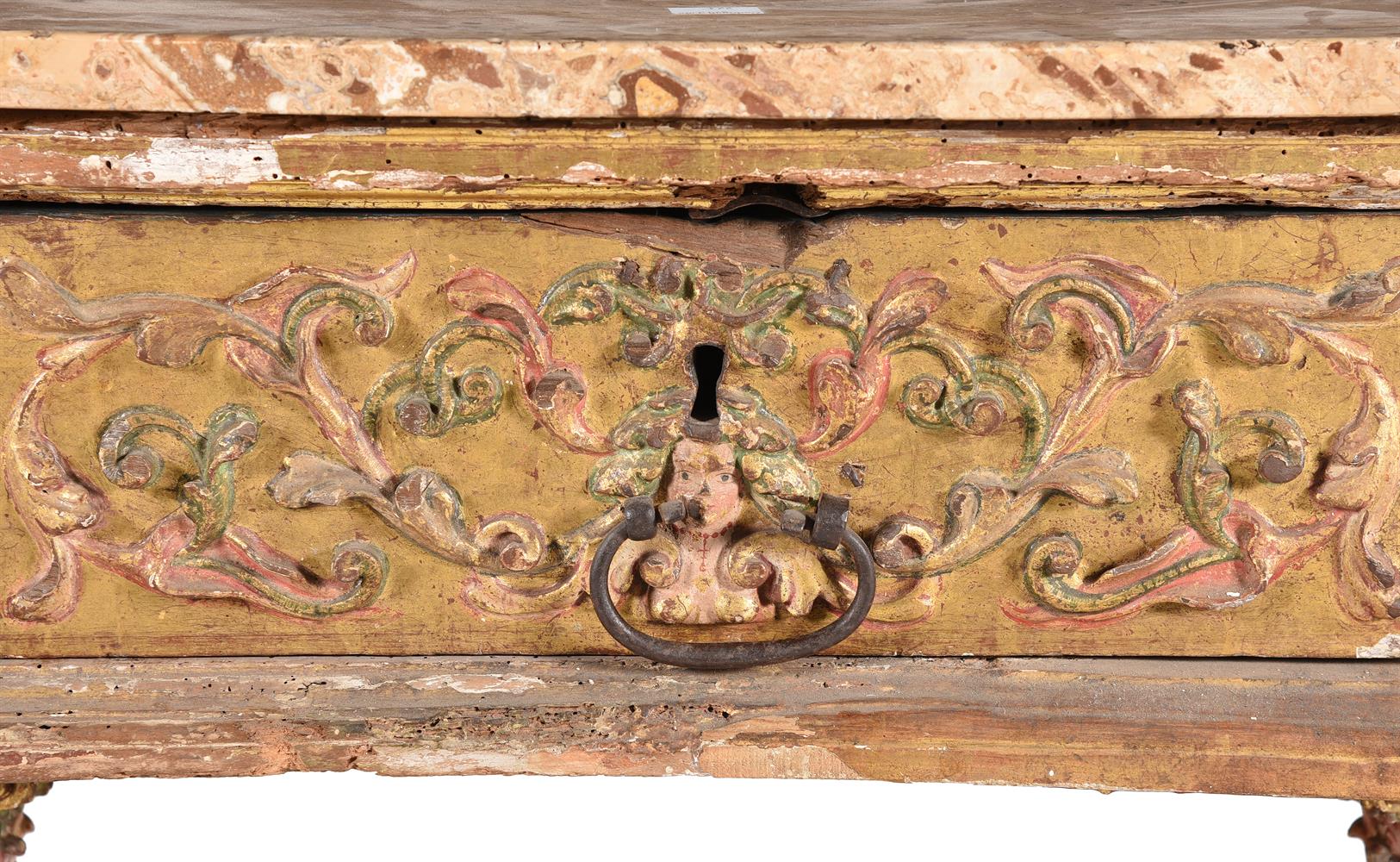 A SPANISH GILTWOOD AND POLYCHROME PAINTED SIDE OR ALTAR TABLE, LATE 17TH/EARLY 18TH CENTURY - Image 6 of 7