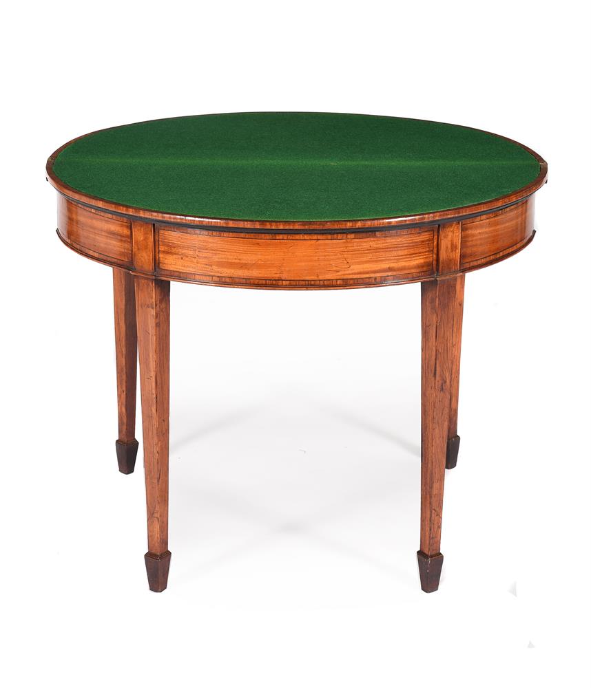 Y A GEORGE III SATINWOOD AND TULIPWOOD CROSSBANDED DEMI-LUNE FOLDING CARD TABLE, CIRCA 1800 - Image 2 of 6