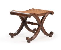 A REGENCY OAK X-FRAMED STOOL, ATTRIBUTED TO GILLOWS, CIRCA 1815