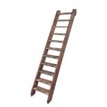 A collection of three marine teak companion way ladders